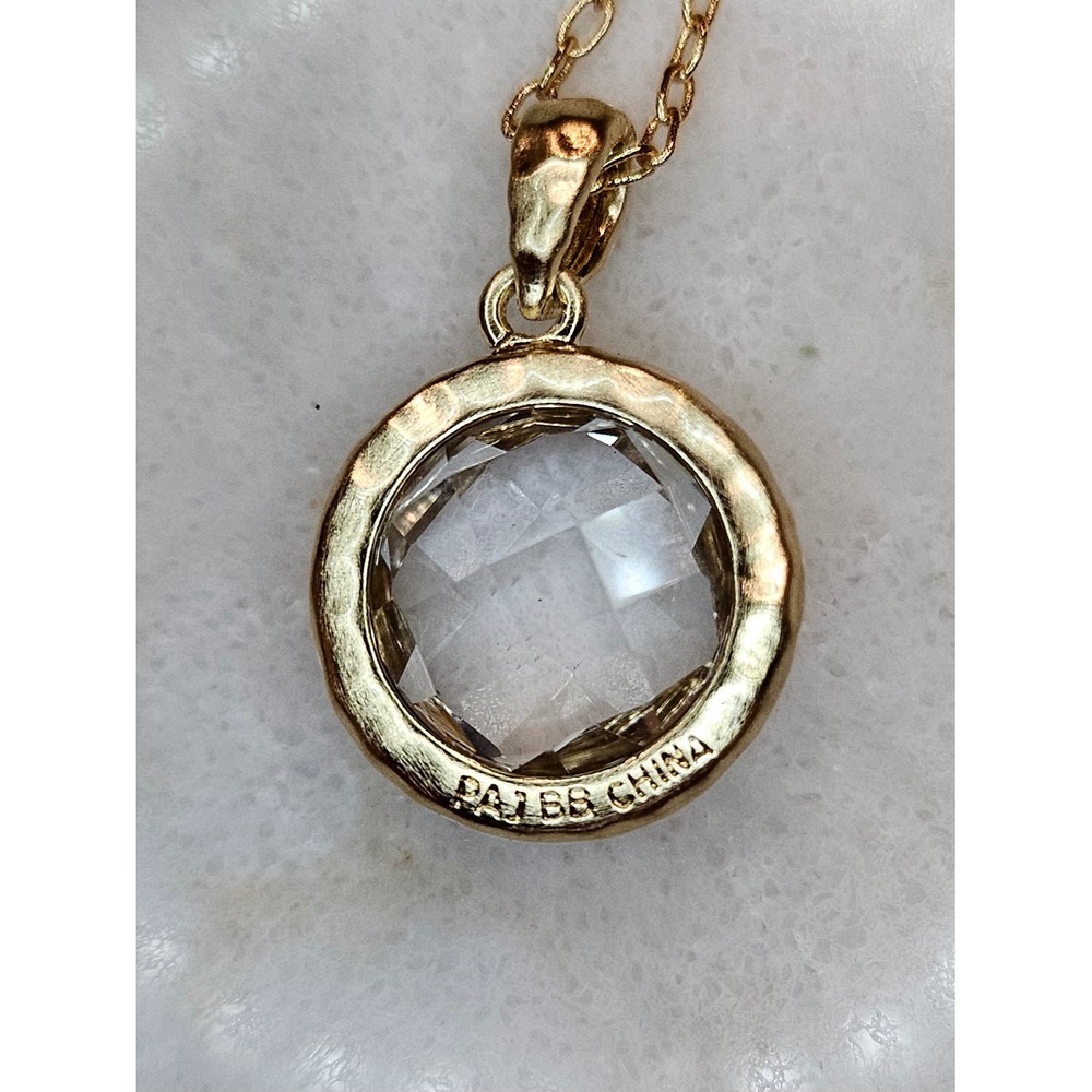 Gold Tone Round Faceted‎ Crystal Pendant Necklace Fashion Jewelry - Picture 2 of 8